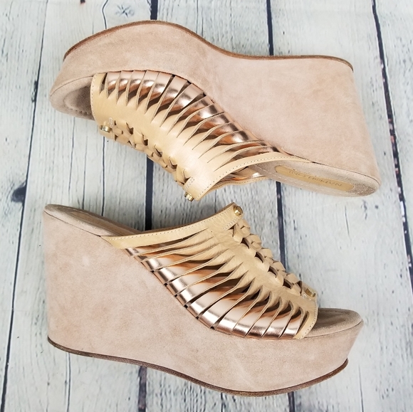 NAPOLEONI | wedge platform slip-on peep toe sandals - Picture 2 of 9